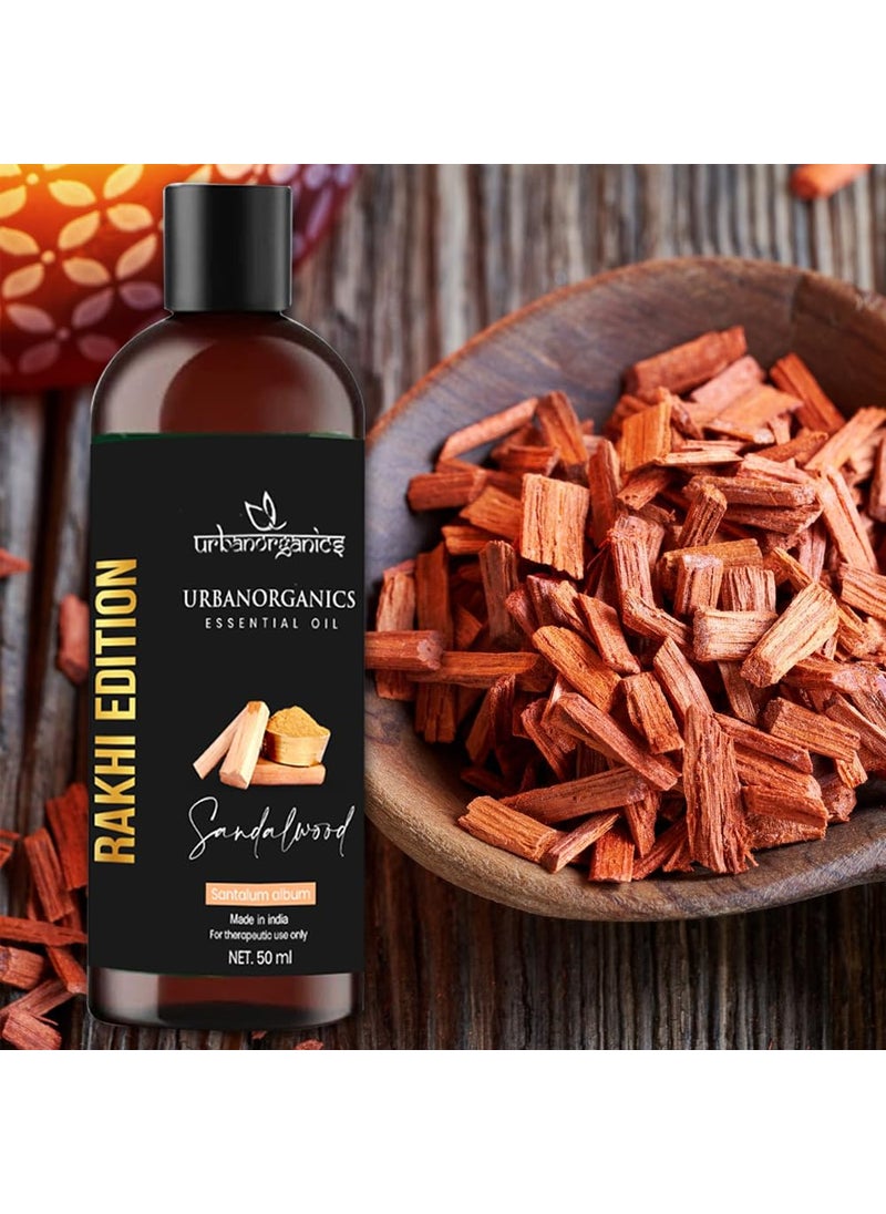 Urbanorganics Urbanorganics Luxurious Rakhi Combo I 100 Pure Natural Essential Oil 50 ml with Beautiful Rakhi I Best Rakhi Gift for Brother Sister I Healthy Glowing Skin Sandalwood  - Image 5