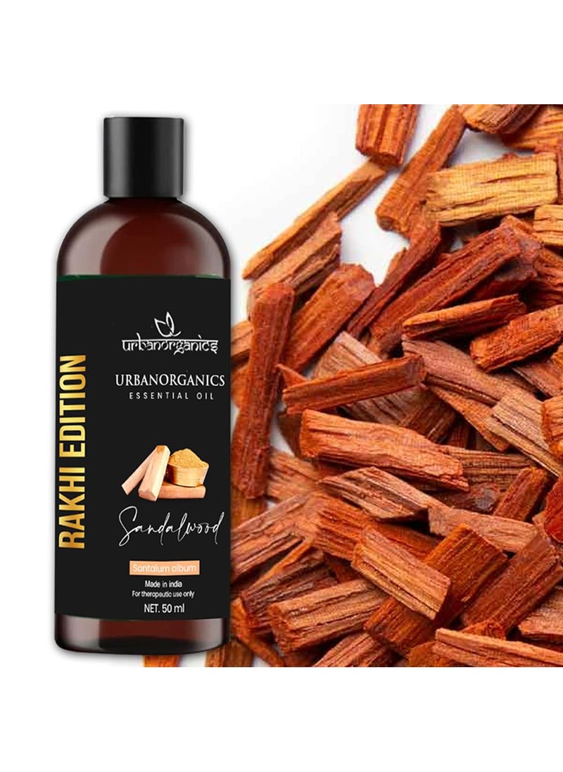 Urbanorganics Urbanorganics Luxurious Rakhi Combo I 100 Pure Natural Essential Oil 50 ml with Beautiful Rakhi I Best Rakhi Gift for Brother Sister I Healthy Glowing Skin Sandalwood  - Image 3