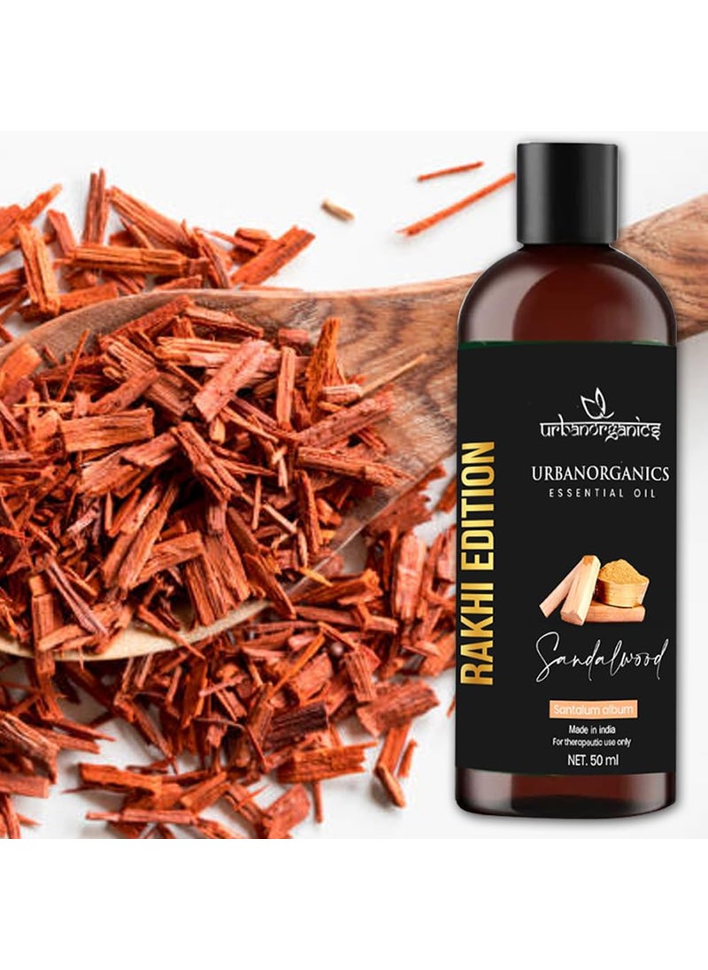 Urbanorganics Urbanorganics Luxurious Rakhi Combo I 100 Pure Natural Essential Oil 50 ml with Beautiful Rakhi I Best Rakhi Gift for Brother Sister I Healthy Glowing Skin Sandalwood  - Image 4