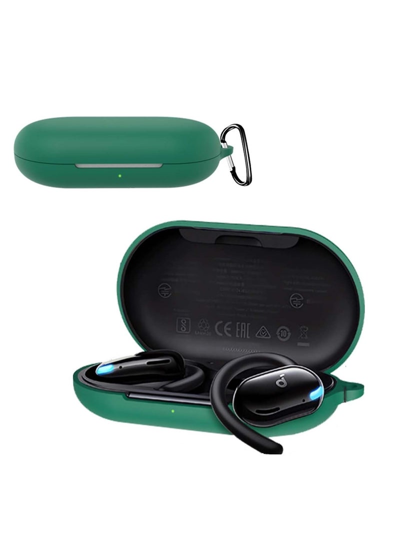 Protective Case for Anker Soundcore V20i Soft Silicone Case Drop Resistant Scratch Resistant Shockproof Dustproof Lightweight Foldable Rechargeable Carabiner green - Image 2