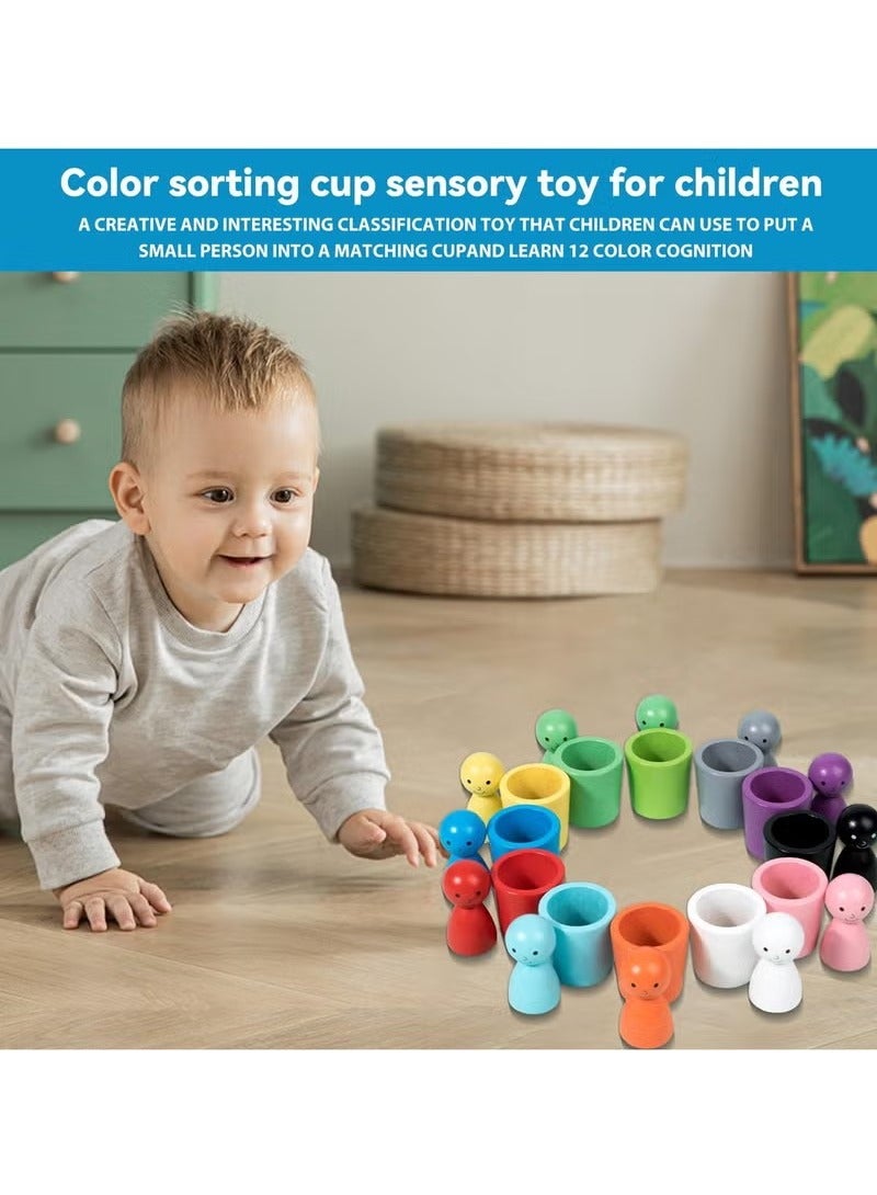 Unewshi 12 Gnomes Colour Sorting Toys, Toddler Montessori Toys for 3+ Year Olds, Baby Dolls Wooden Games, Preschool Color Matching Toy for Learning Colour Sorting and Counting - Image 4