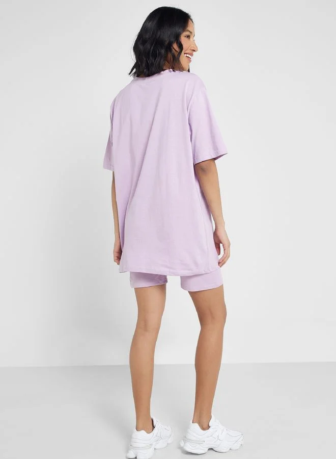 Ginger Basics Oversized T-Shirt Cycling Shorts Set