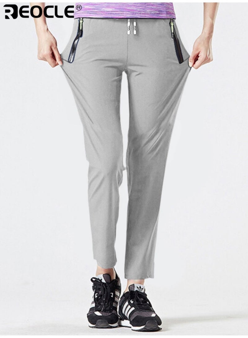 REOCLE Men's Lightweight Hiking Pants Quick Dry Running Pants with Zipper Pockets Open Bottom Sweatpants for Workout & Travel & Running - Image 1