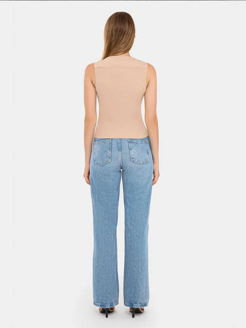 HICCUP Zippered V-Neck Cropped Waistcoat