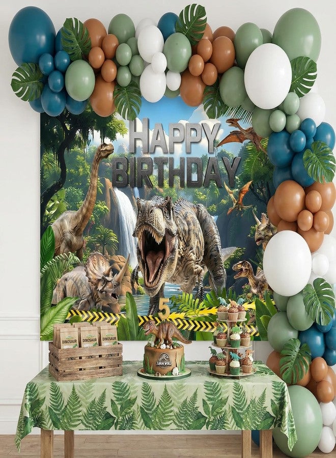Mocsicka Dinosaur Birthday Backdrop Dinosaur Happy Birthday Party Decorations Dinosaur Photography Background for Boy Dino Photo Supplies (Green, 7x5ft(82"x60")) - Image 5