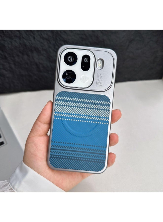 VKL Compatible with Oppo Find X9 Pro(2025) Case,Non-Slip & Slim Light Touch Feeling Wireless Charging/Magnet Compatible with Find X9 Pro Tactile Woven Case (Blue)