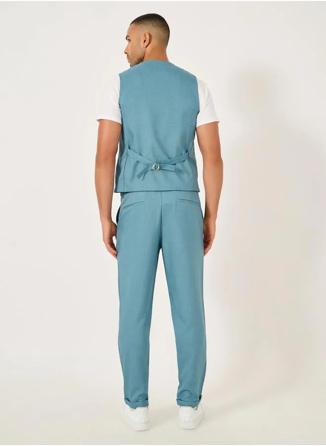 Styli Solid Double Breasted Blazer Vest and Pants Co-Ords by Styli