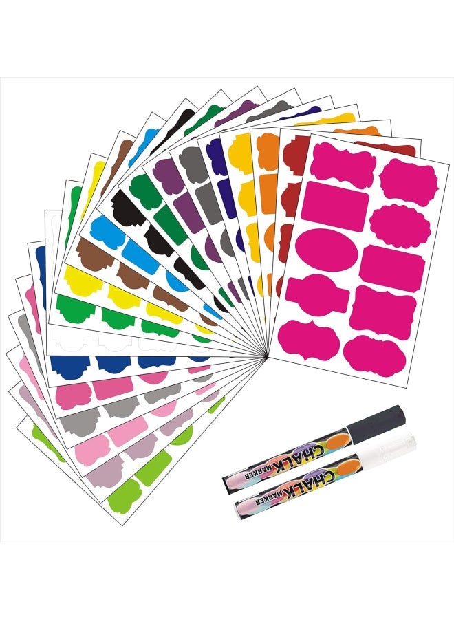 Premify 200 Pieces Chalkboard Labels, Name Stickers Daycare Waterproof Water Bottle Labels With 2 Chalk Markers, Reusable Baby Bottles, Cups, Lunch Box, School Supplies, Kitchen Containers & Jars - Image 1