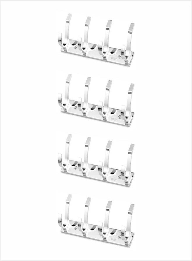 GLOXY Stainless Steel Bathroom Accessories 4 Hooks Plate, Wall Mount Door Back Hanger Pins for Hanging Cloth Set, Shirt Bar & Towel Rack, Robe, Key 4 Pin khutti(Silver, Pack of 4) - Image 1