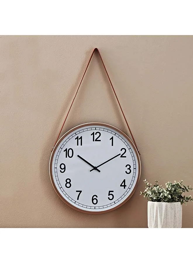 Home Box Saratoga Wall Clock with Leather Strap 38 x 4 x 38 cm