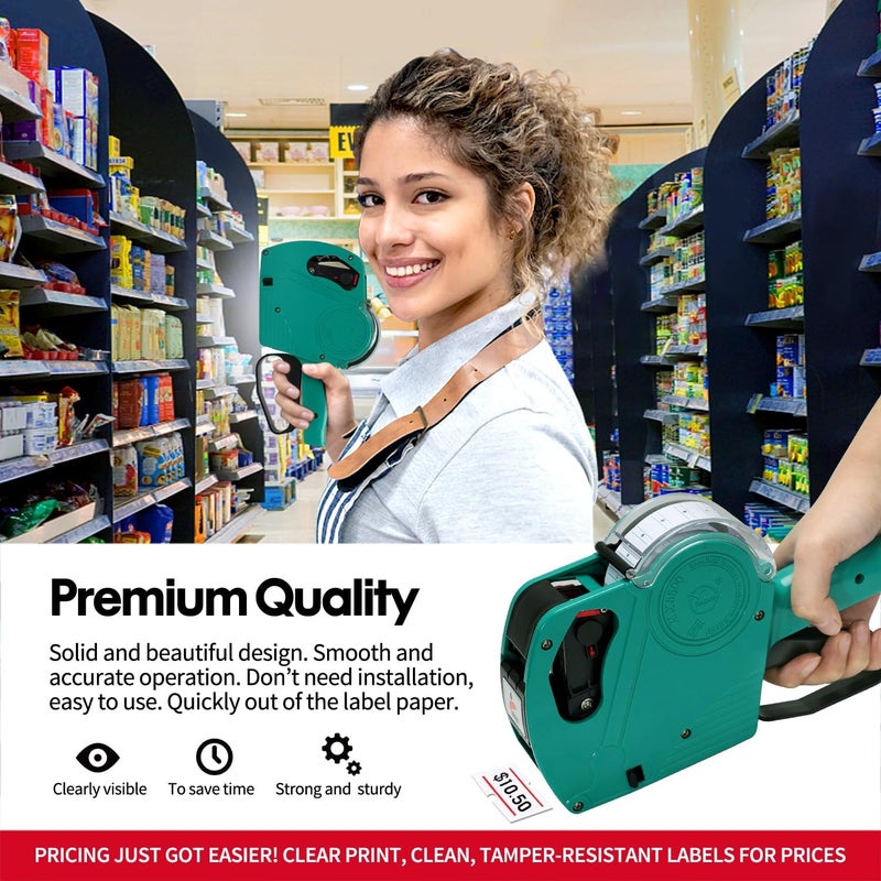 KPX MX5500 Pricing Tag Gun with 5150 pcs Sticker Labels & Extra Inker, 8 Digits Tag Maker for Retail Shop, Grocery Store (Green) - Image 4