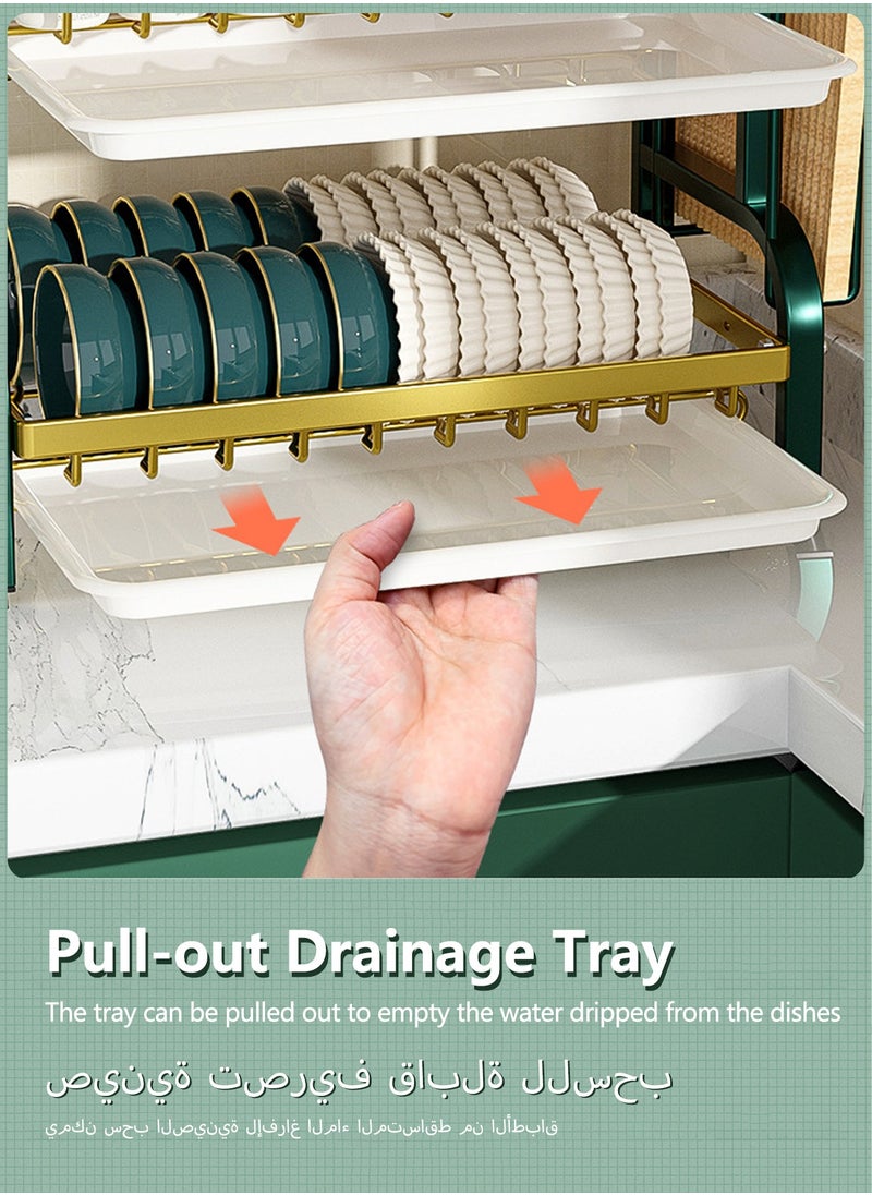 Sunnaltree Dish Drying Rack, 2-Tier Dish Rack Drainboard Set, Kitchen Multi-functional Stainless Steel Removable Cutlery Drain Rack, Dish Drainer with Drip Tray Knife Holder, Cutting Board Holder for Kitchen Dish Strainers for Counter  - Image 5