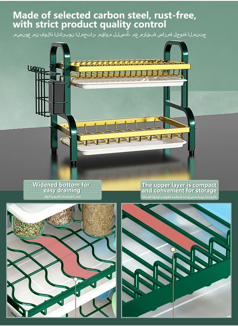Sunnaltree Dish Drying Rack, 2-Tier Dish Rack Drainboard Set, Kitchen Multi-functional Stainless Steel Removable Cutlery Drain Rack, Dish Drainer with Drip Tray Knife Holder, Cutting Board Holder for Kitchen Dish Strainers for Counter  - Image 4
