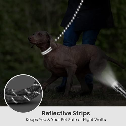 HANK Dog Leash | 3M Reflective Dog Rope | Soft Comfortable Handle | Heavy Duty Belt Hook | (Suitable 18-80KG - Large) - (5 Feet Long - Grey) - Image 5