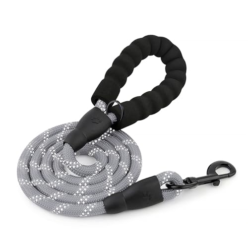 HANK Dog Leash | 3M Reflective Dog Rope | Soft Comfortable Handle | Heavy Duty Belt Hook | (Suitable 18-80KG - Large) - (5 Feet Long - Grey) - Image 1