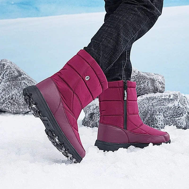 Snow Boots Cotton Shoes Casual Outdoor Leisure Hiking Non-slip fleece-lined Warm Waterproof Cotton Shoes High-top Snow Boots - Image 4