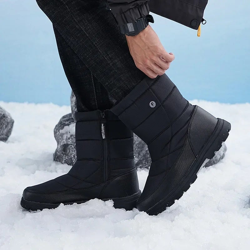 Snow Boots Cotton Shoes Casual Outdoor Leisure Hiking Non-slip fleece-lined Warm Waterproof Cotton Shoes High-top Snow Boots - Image 2