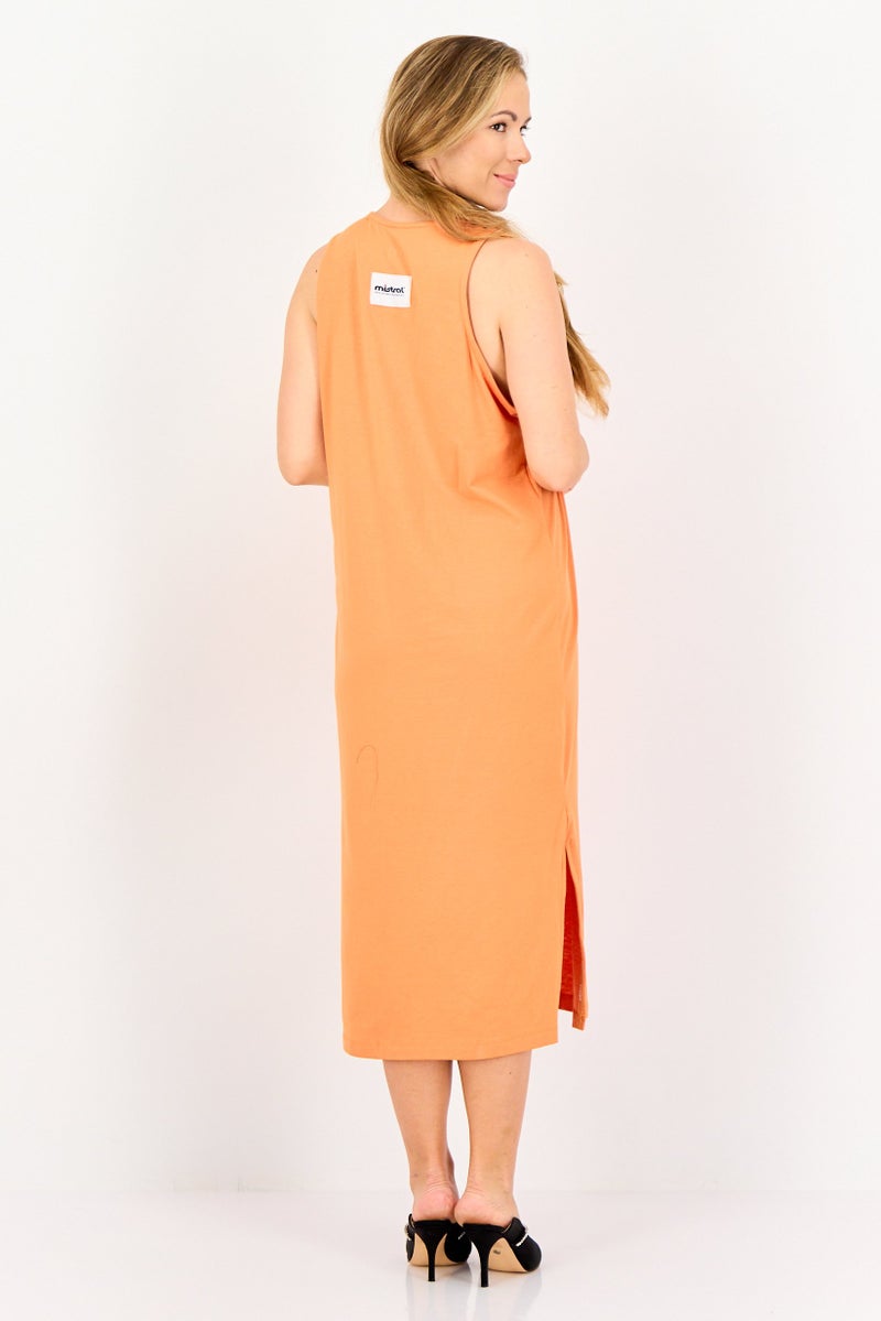 Lefties فستان ماكسي بشعار علامة نساء ليفتيس × ميسترال، برتقالي داكن - Image 4