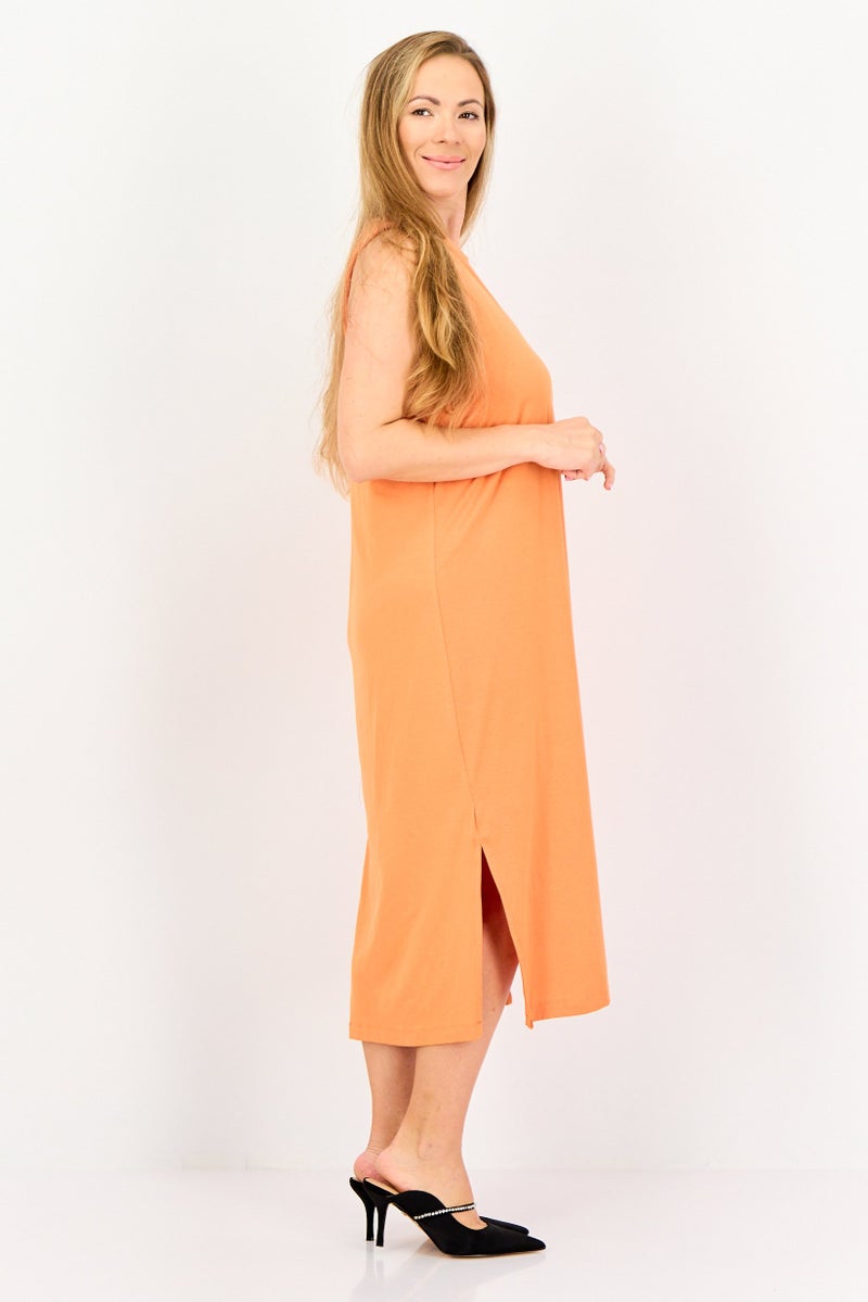 Lefties فستان ماكسي بشعار علامة نساء ليفتيس × ميسترال، برتقالي داكن - Image 3