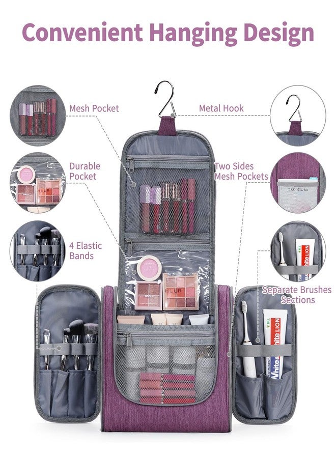 Narwey Hanging Travel Toiletry Bag Cosmetic Make up Organizer for Women and Men, A-Purple (Large), - Image 2