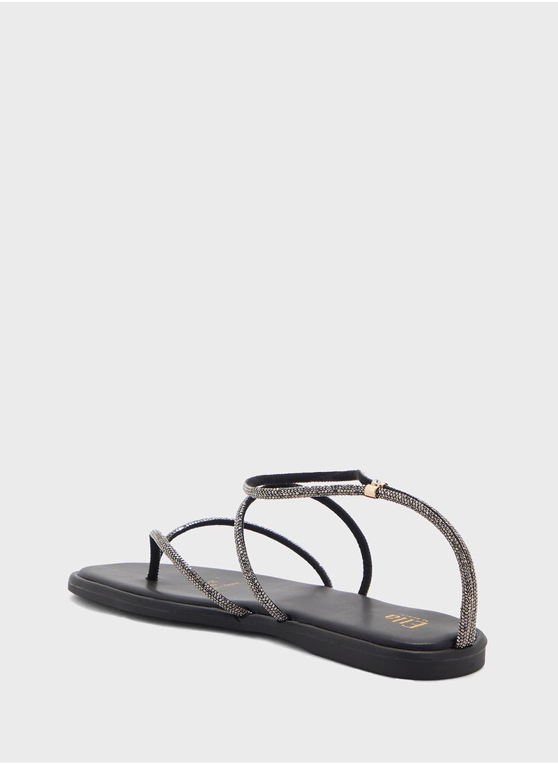 ELLA Diamante Ankle Strap Flat Sandal  - Image 3