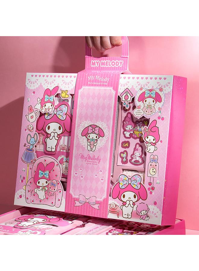 Bluejw Sanrio Handbook Stationery Suit Gift Box Melody Kulomi High-value Gift Bag Full Notebook - Image 3