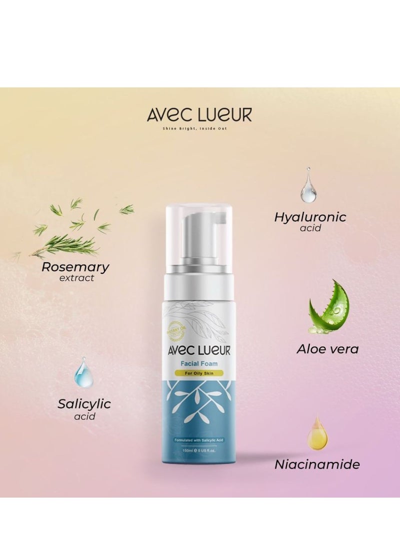Avec Lueur Facial Foam for Oily Skin 150 ML With Salicylic Acid  - Image 2