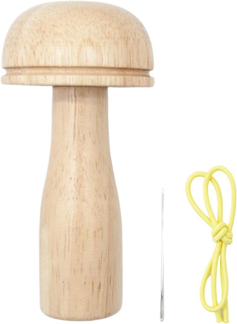 GGOOT Darning Mushroom,Wooden Darning Mini Loom Machine | Wooden Darning Tool Compact Lightweight Sewing Kits with Ten Threads for Darning Socks, Sweaters, Pants, Hats, Scarves - Image 1