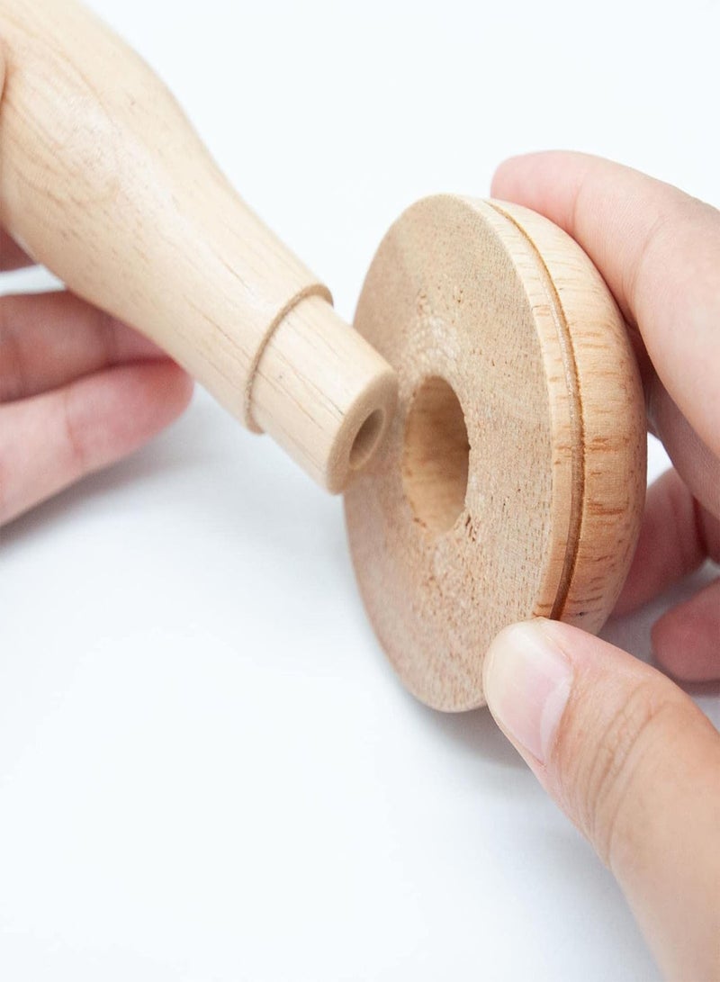 GGOOT Darning Mushroom,Wooden Darning Mini Loom Machine | Wooden Darning Tool Compact Lightweight Sewing Kits with Ten Threads for Darning Socks, Sweaters, Pants, Hats, Scarves - Image 5