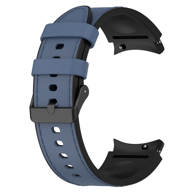 erorex For Samsung Galaxy Watch 6 Silicone Leather Black Buckle Watch Band, Size:S(Midnight Blue) - Image 3