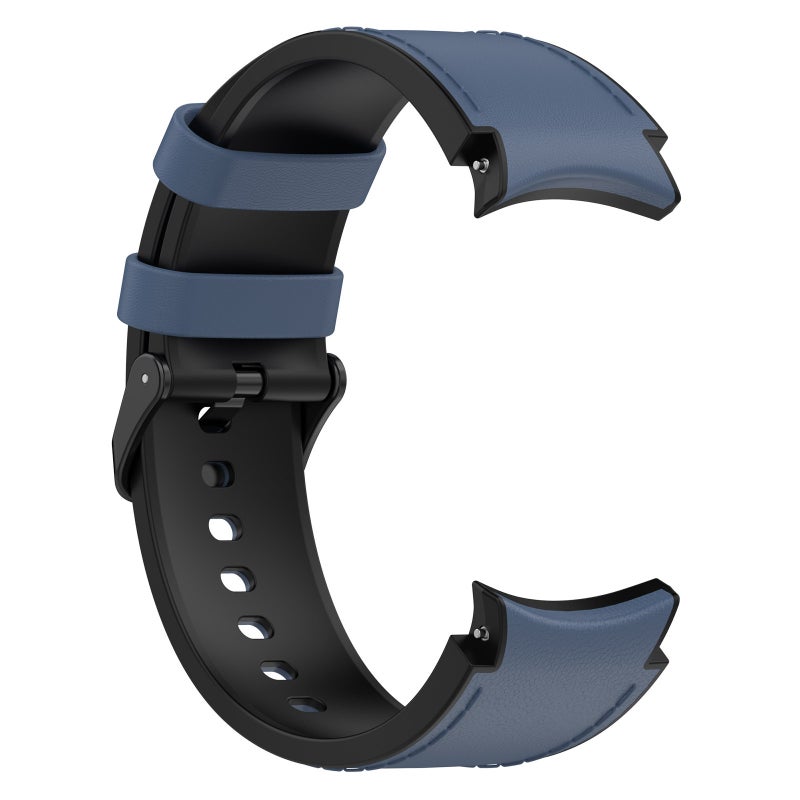 erorex For Samsung Galaxy Watch 6 Silicone Leather Black Buckle Watch Band, Size:S(Midnight Blue) - Image 4