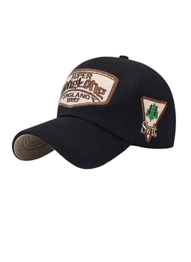 Excefore Unisex Vintage Baseball Cap, Trucker Hat, Cotton Embroidered Snapback Sports Cap, Casual Anti UV Sun Hat, Baseball Caps Men, Black  - Image 1