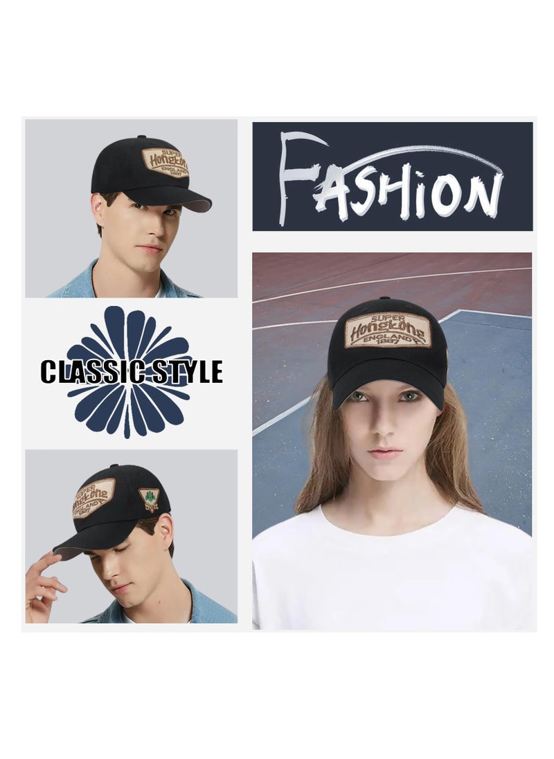 Excefore Unisex Vintage Baseball Cap, Trucker Hat, Cotton Embroidered Snapback Sports Cap, Casual Anti UV Sun Hat, Baseball Caps Men, Black  - Image 5