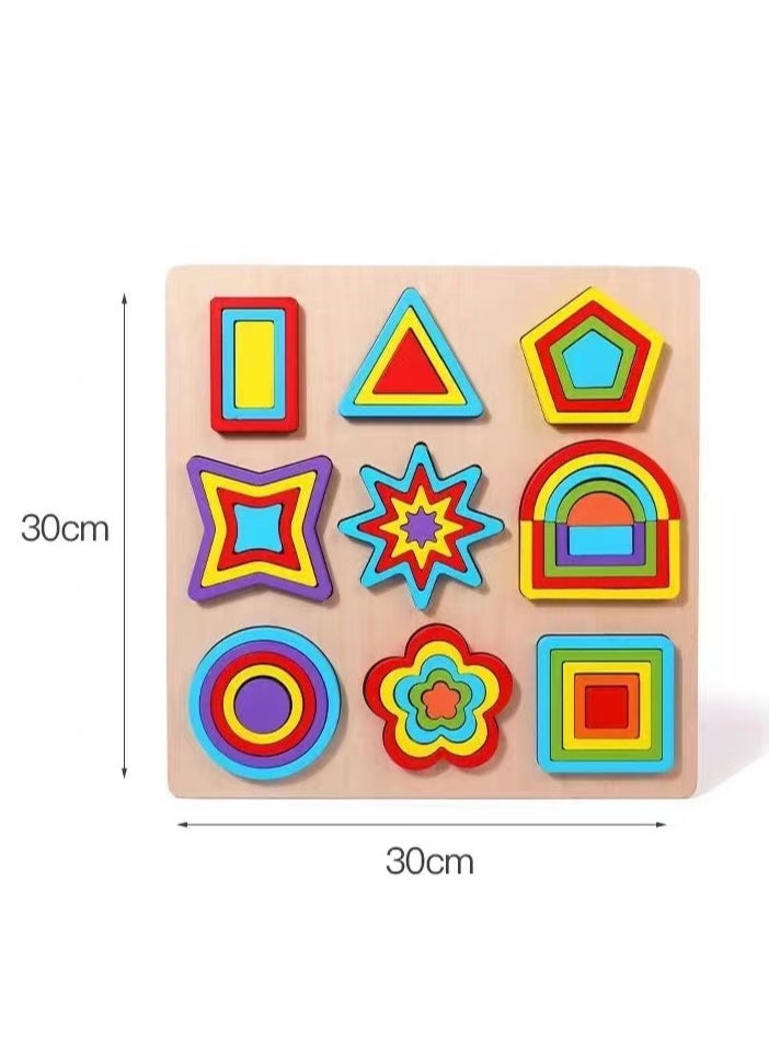 Factory Price - Wooden Geometric Shapes Block Puzzles - 43 Pcs - Image 1