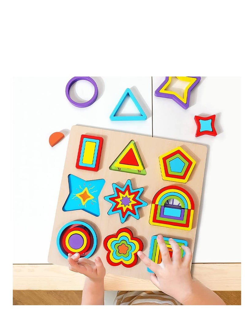 Factory Price - Wooden Geometric Shapes Block Puzzles - 43 Pcs - Image 1