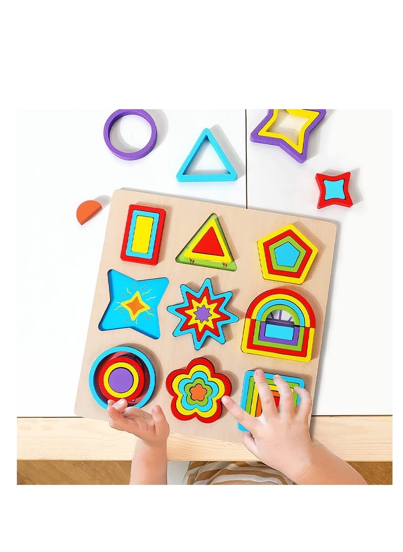 Factory Price - Wooden Geometric Shapes Block Puzzles - 43 Pcs - Image 1