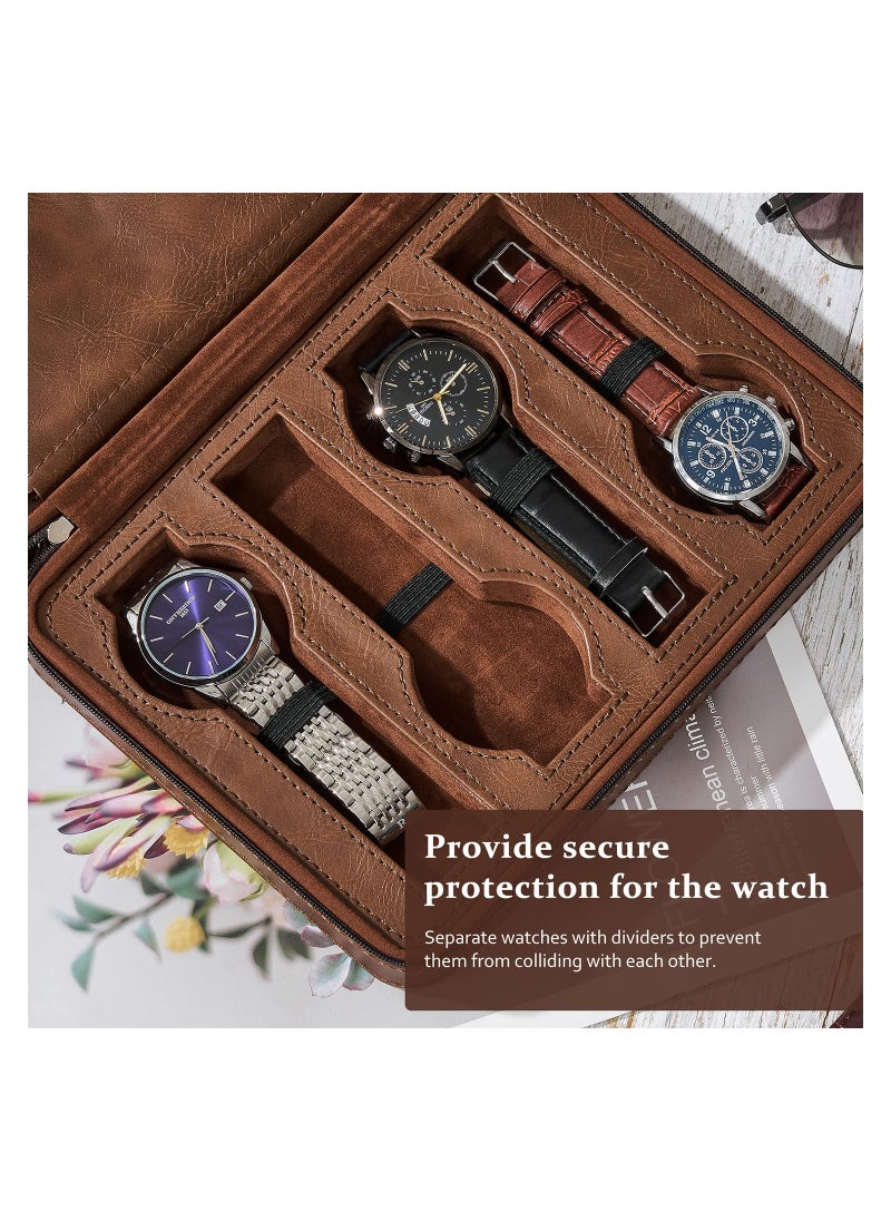SYOSI - Watch Travel Case, 8 Slot Watch Boxes, for Men Portable Watch Organizer, PU Leather Watch Display Case, Watch accessory, Fits Wrist Watches & Smart Watches, Travel Watch Organizer - Image 1