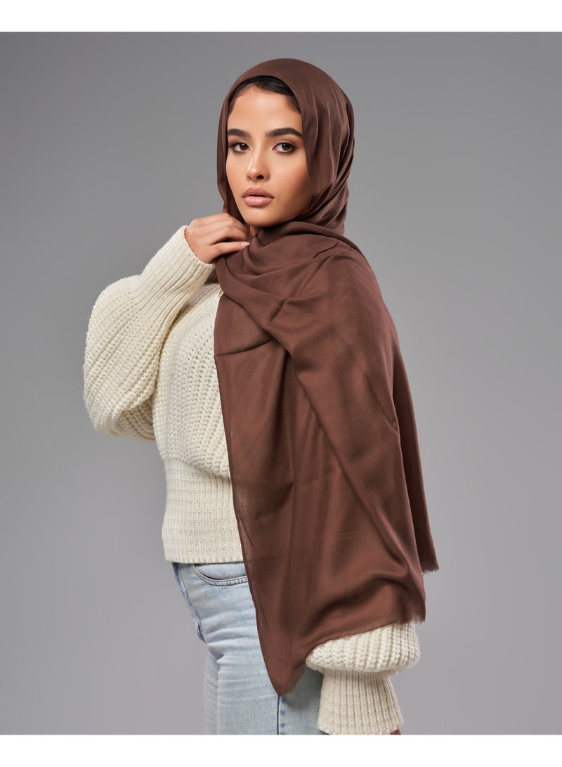 Lavezzi Breathable Cotton Modal Hijab Scarf For Women - Women Solid Color Head Scarf Wrap - Cocoa - Image 3