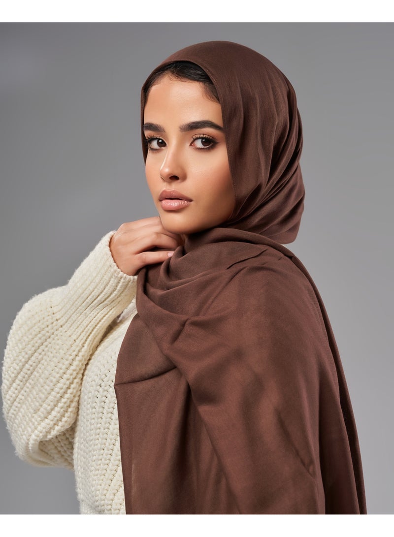 Lavezzi Breathable Cotton Modal Hijab Scarf For Women - Women Solid Color Head Scarf Wrap - Cocoa - Image 4