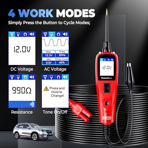 Autel PowerScan Circuit Tester 2025, Power Circuit Probe Tool，12V-24V Electrical Short Open Breaker Circuit Finder, AC/DC Voltage Resistance Duty Cycle Activating Component, w/ 20ft Extension Cable - Image 3