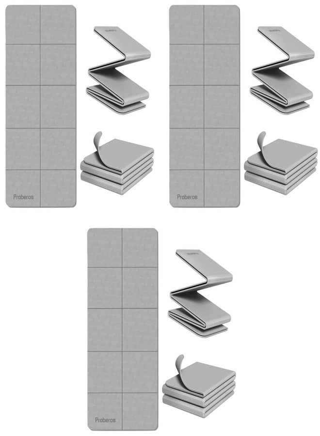 برو بيروس بساط يوغا قابل للطي محمول من بروبيروس® مع حقيبة حمل، مصنوع من مادة TPE مانعة للانزلاق، سمك 5 مم، مناسب للرجال والنساء، لتمارين البيلاتس، والتمارين المنزلية، والنادي الرياضي، والسفر، مقاس 72 × 24 بوصة، لون رمادي، 3 قطع - Image 1