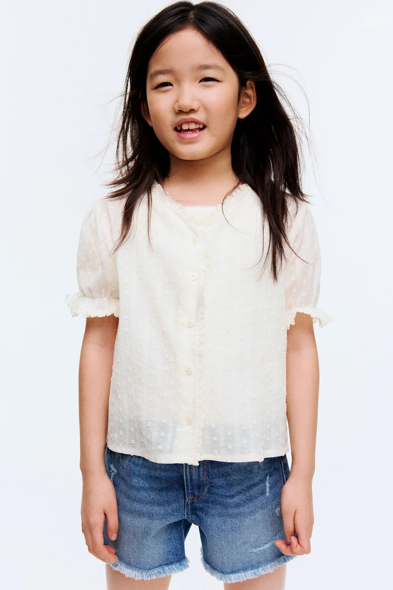 اتش اند ام Lace-trimmed cotton blouse