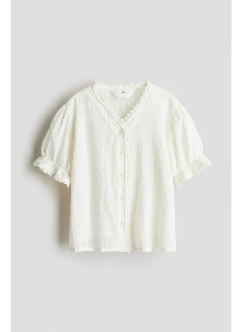 H&M Lace-trimmed cotton blouse