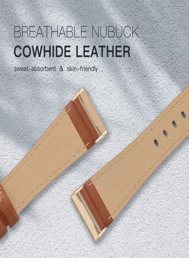 EDIMENS Leather Bands Compatible for Fitbit Versa 3 / Fitbit Versa 4 / Fitbit Sense for Women Men, Genuine Leather Bands Replacement Wristbands Straps Compatible with Versa 3 / Versa 4 / Sense - Image 3