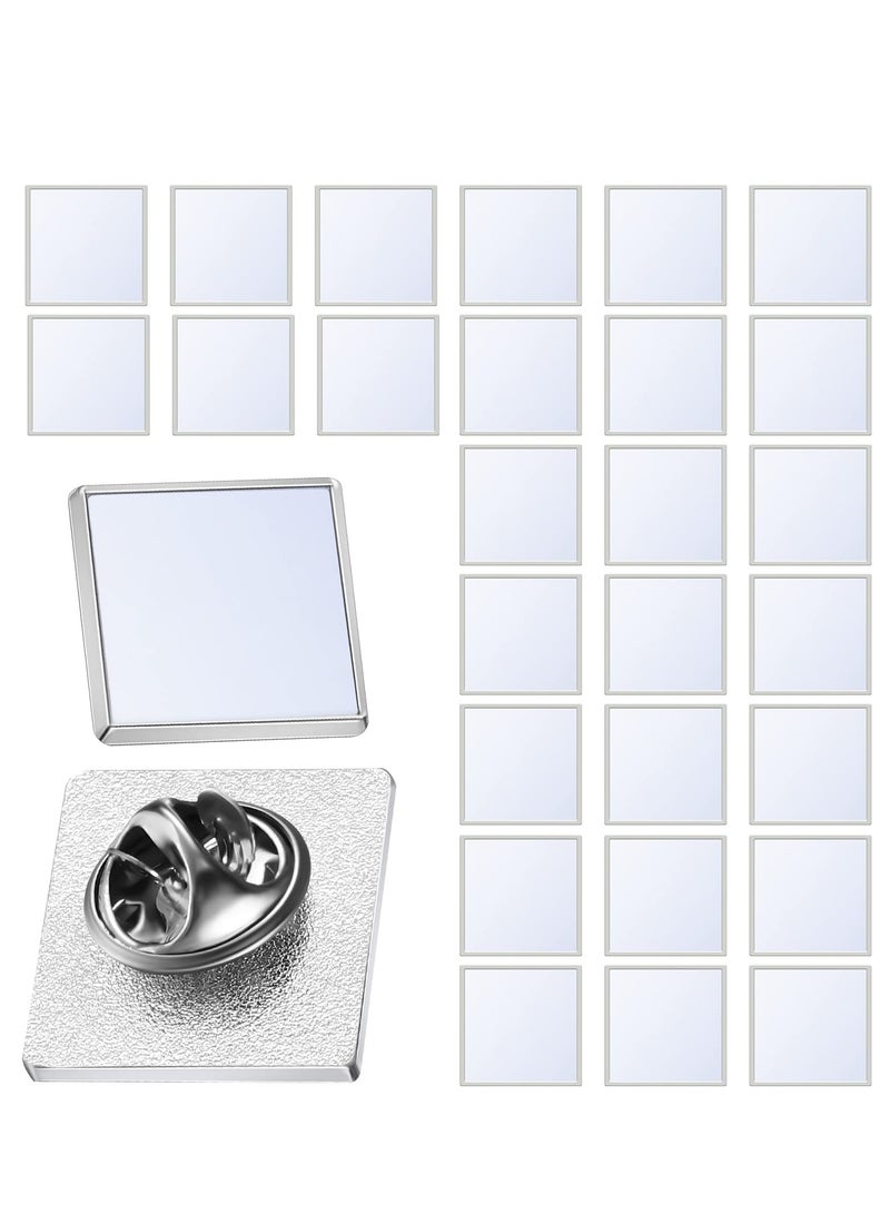 Cobest Sublimation Blank Pins, DIY Button Badge Kit Sublimation Silver Blank Aluminum, Sheet with Butterfly Pin Backs for DIY Craft Jewelry Lapel Making Supplies (Square, 0.75 Inch) (20 Pcs) - Image 1