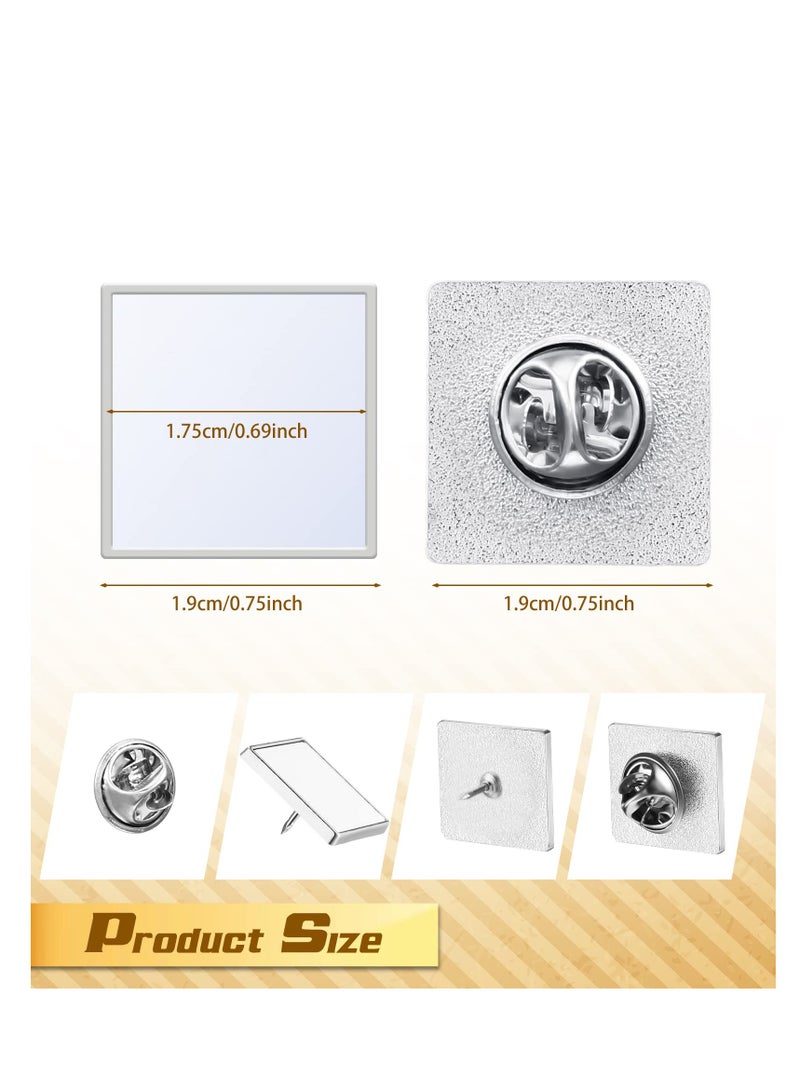 Cobest Sublimation Blank Pins, DIY Button Badge Kit Sublimation Silver Blank Aluminum, Sheet with Butterfly Pin Backs for DIY Craft Jewelry Lapel Making Supplies (Square, 0.75 Inch) (20 Pcs) - Image 3
