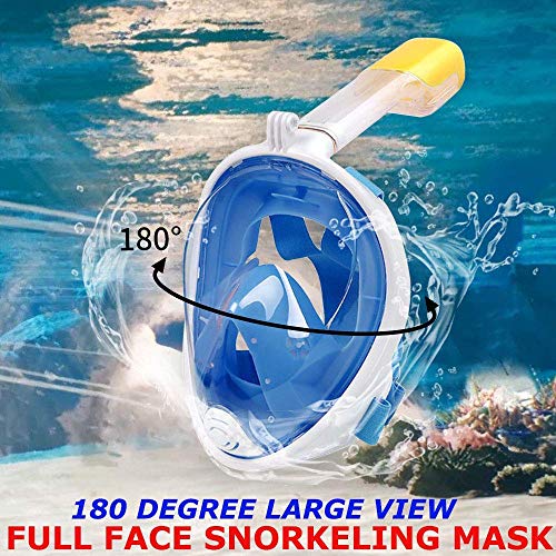 TRAY Snorkel Mask with Latest Dry Top Breathing System,Fold 180 Degree Panoramic View Full Face Snorkel Mask Anti-Fog Anti-Leak with Camera Mount,Snorkeling Gear for Adults Kids (Blue, S/M) - Image 4