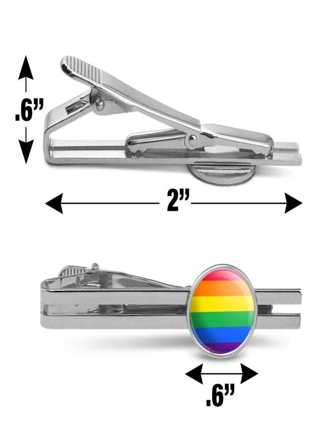 GRAPHICS & MORE Rainbow Pride Gay Lesbian Contemporary Round Tie Bar Clip Clasp Tack Silver Color Plated - Image 3