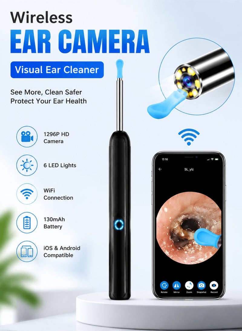 PGG Earwax Removal Visual Ear Pick Wireless Wifi Endoscope HD Ear Pick Wi-Fi Visible Earwax Removal Spoon for iPhone, iPad, Android Phone - Image 1