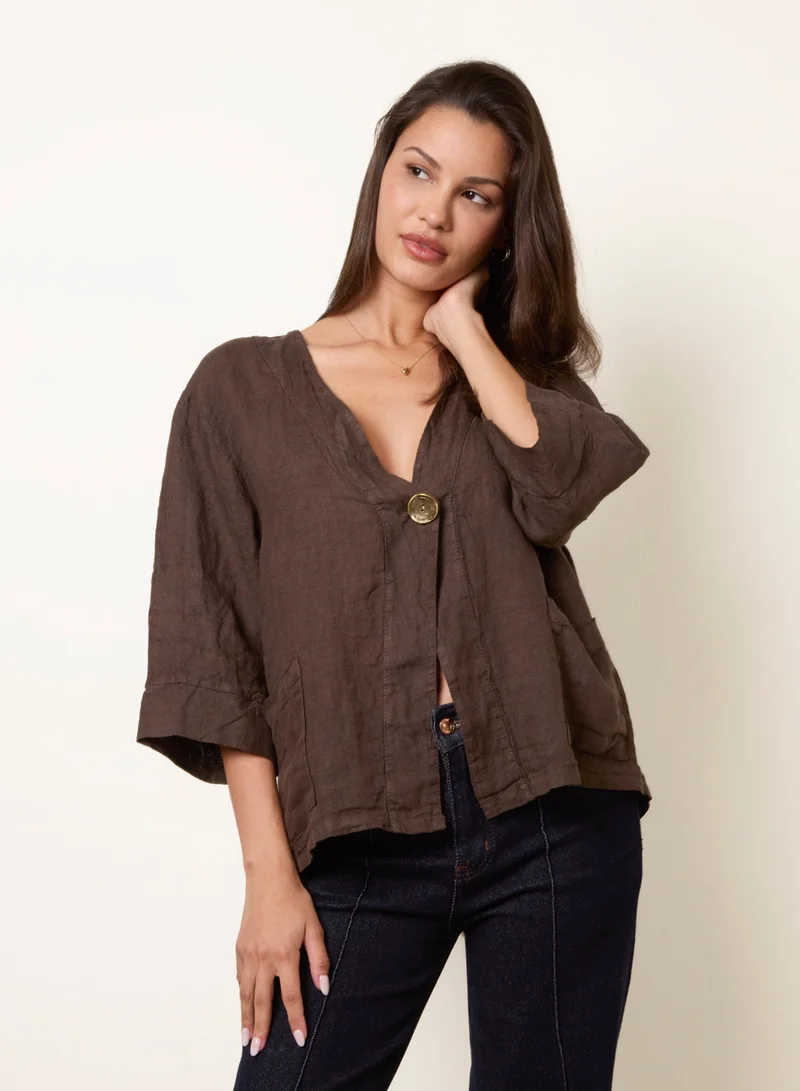 بلو فانيلا One Button Linen Blazer